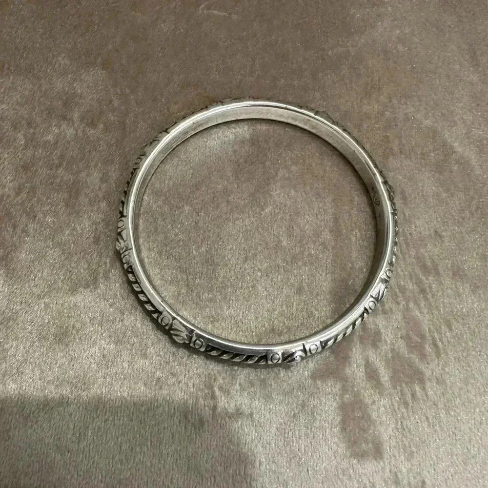Brighton Silver Plate Filigree Heart Rope Bracelet Bangle Stackable - Picture 3 of 4